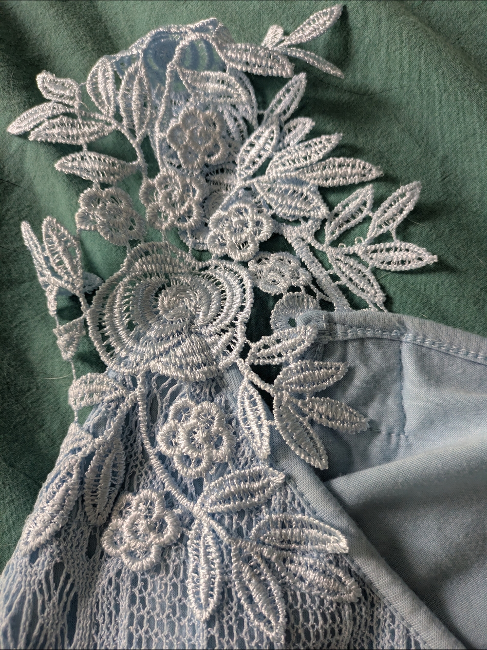 Lace Crochet Tank Top With Floral Applique Straps Mesh Lining Relaxed Fit Resort - Picture 6 of 10